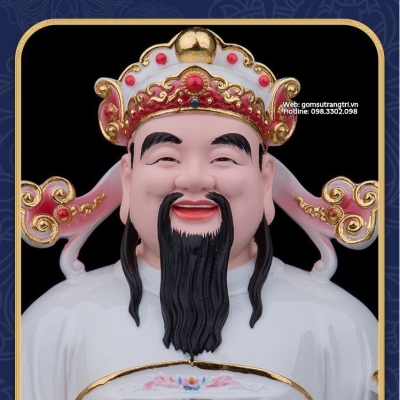 BỘ TƯỢNG PHÚC LỘC THỌ SỨ TRẮNG THỦ CÔNG